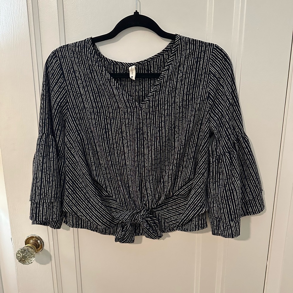 Tyche Black and White Striped Blouse